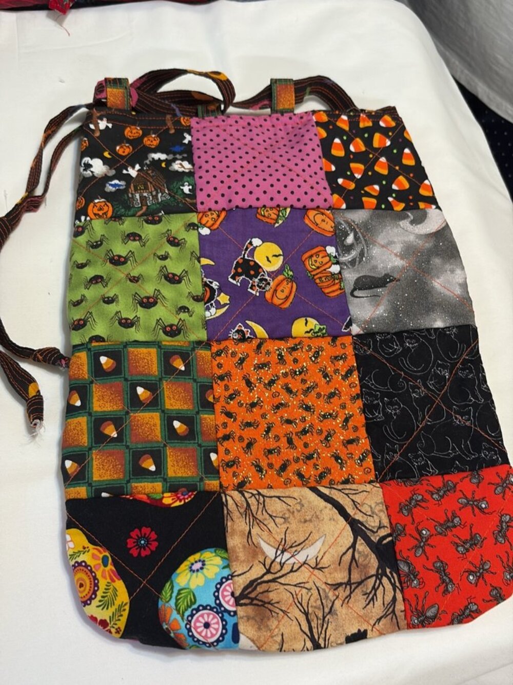 New Handmade Halloween Quilted Patchwork Backpack Tote 14x10